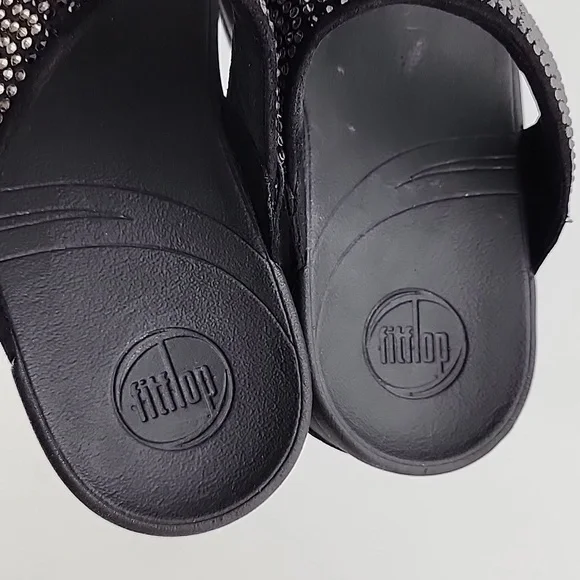 Fitflop Women's Lulu Black Popstud Toe-Post Shiny Metal Studs Sandals Size 7 - Picture 11 of 16